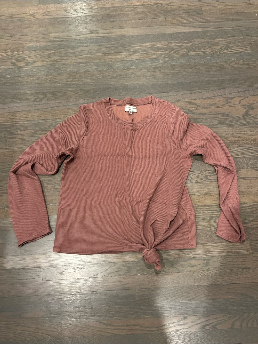 Madewell Mauve Knit Long Sleeve Tie-Front Top